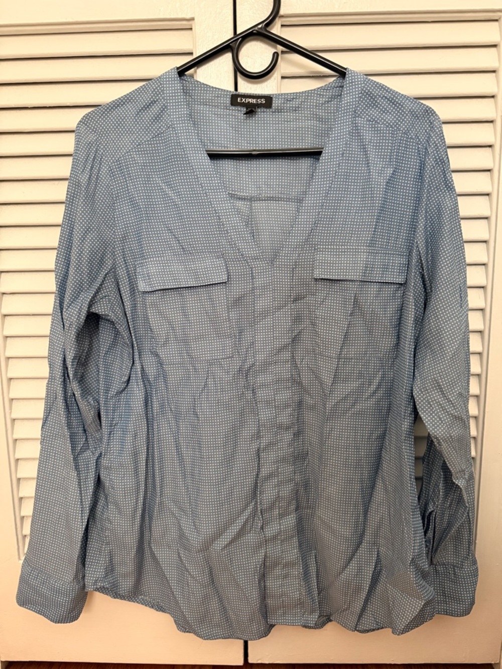 Express Light Blue Micro-Check Shirt Jacket